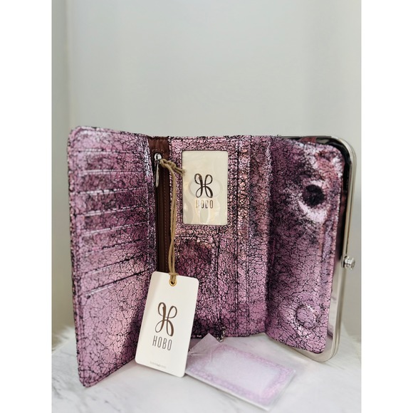 HOBO Rachel Continental Clutch Leather Wallet Blushed Crackle Metallic,  NWT - Picture 9 of 15